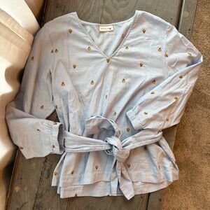 Megan Park tie front blouse | size 3 (US 10/medium)